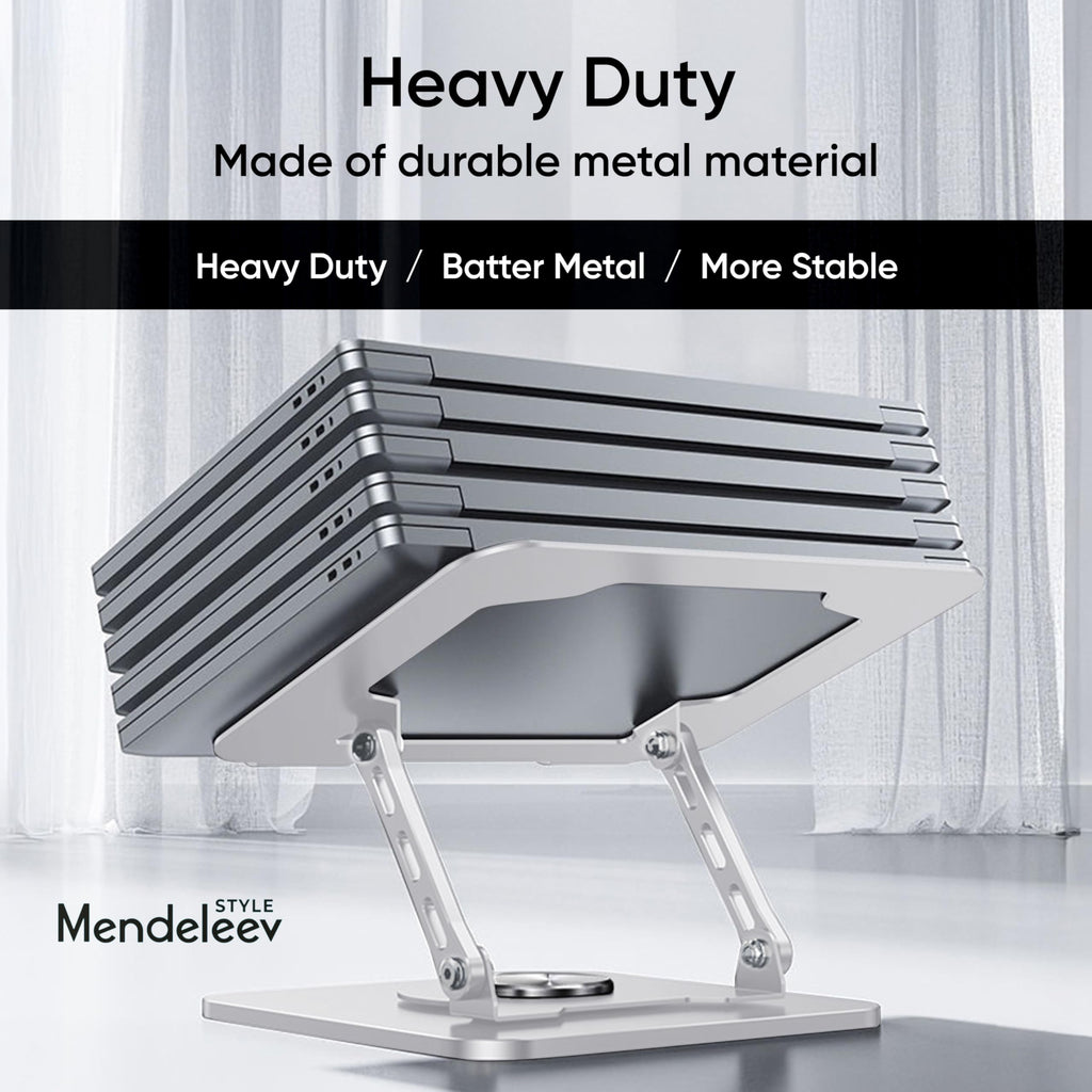 MENDELEEV STYLE Silver Laptop Stand for Desk with 360 Rotating Base Compatible with MacBook Pro/Air Notebook up to 16 Inches Computer Stand for - image 4