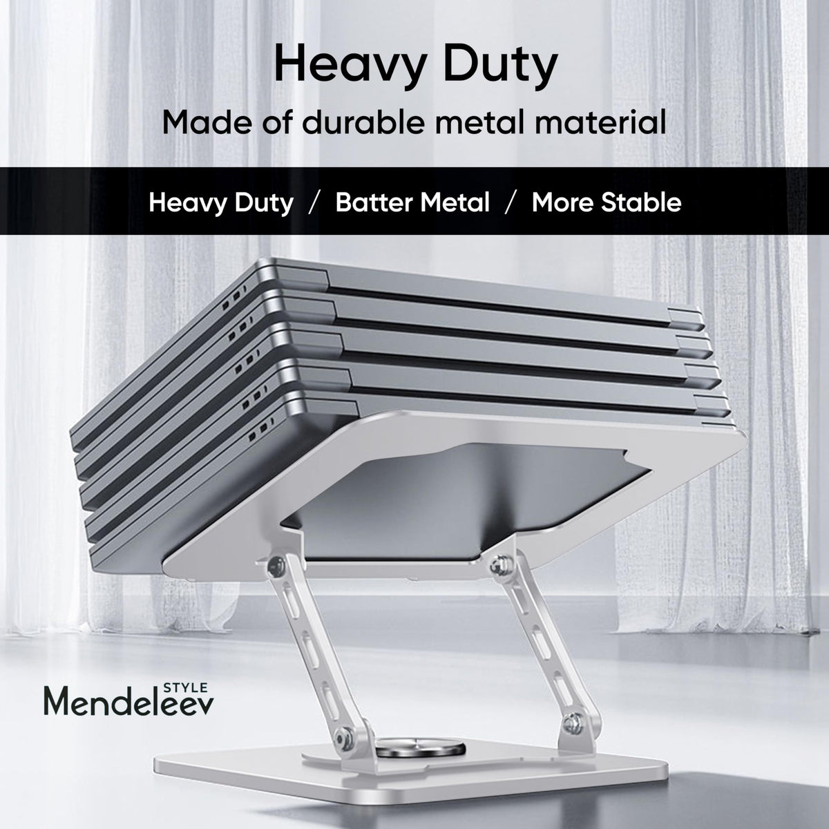 MENDELEEV STYLE Silver Laptop Stand for Desk with 360 Rotating Base Compatible with MacBook Pro/Air Notebook up to 16 Inches Computer Stand for - image 4