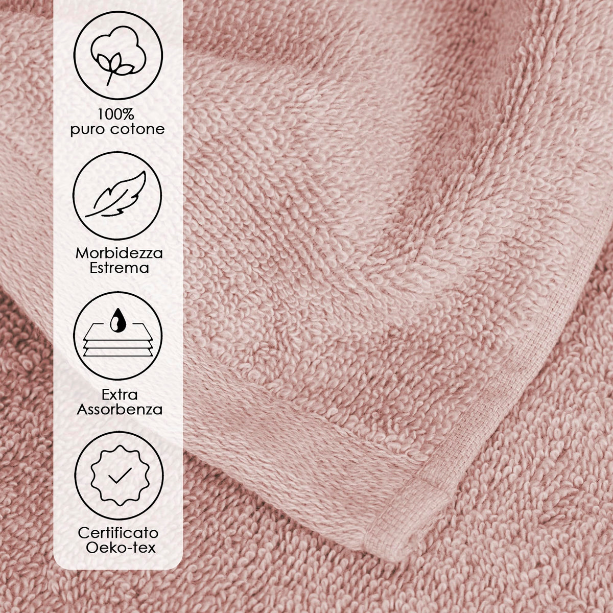Ruggeri, Set 3 Piece Hand Towel Set, 50x100 cm, Soft Cotton, Pink - image 2