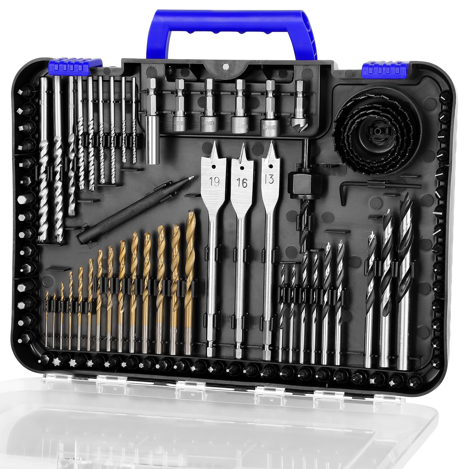 CHANTPOWER 100 Pcs HSS Titanium Drill Bit Set for Metal, Wood & Masonry