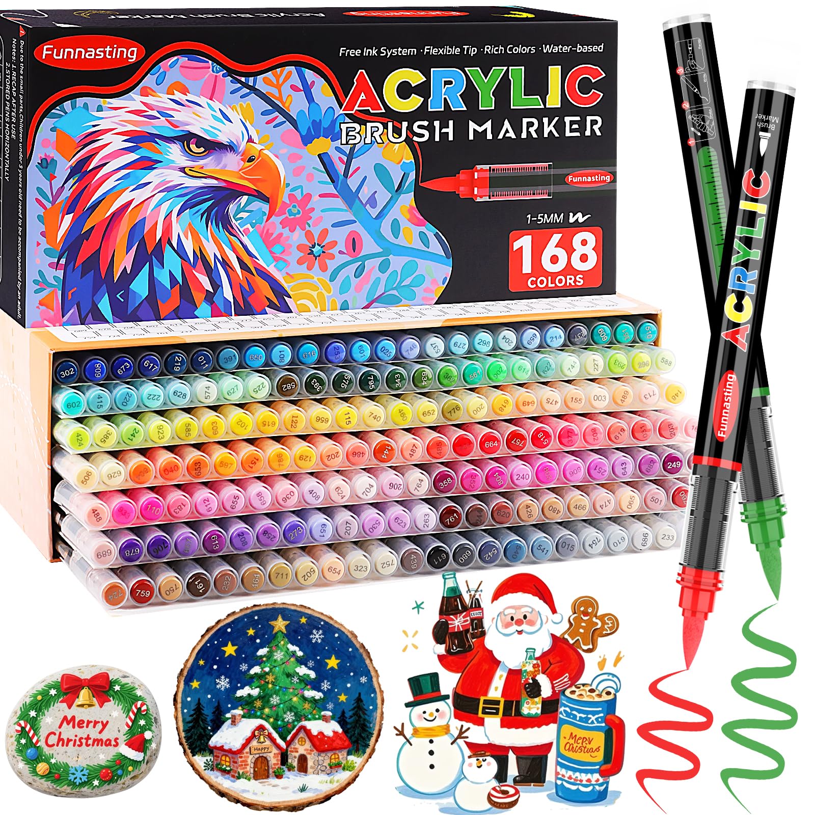Funnasting 168 Colors Acrylic Paint Pens – Water-Based Brush Markers