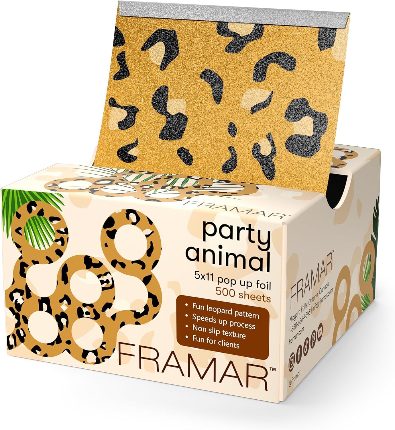 Framar Party Animal Leopard Pop Up Hair Foil - 500ct Embossed Sheets