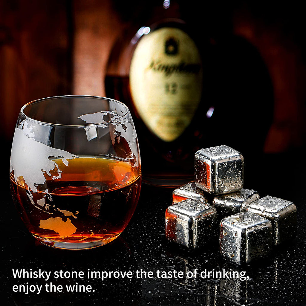 Jolof Store Globe Whiskey Decanter Set with 3 Glasses and 6 Stones