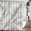 Lerores Marble Shower Curtain – 240x200cm Anti-Mould Weighted Polyester