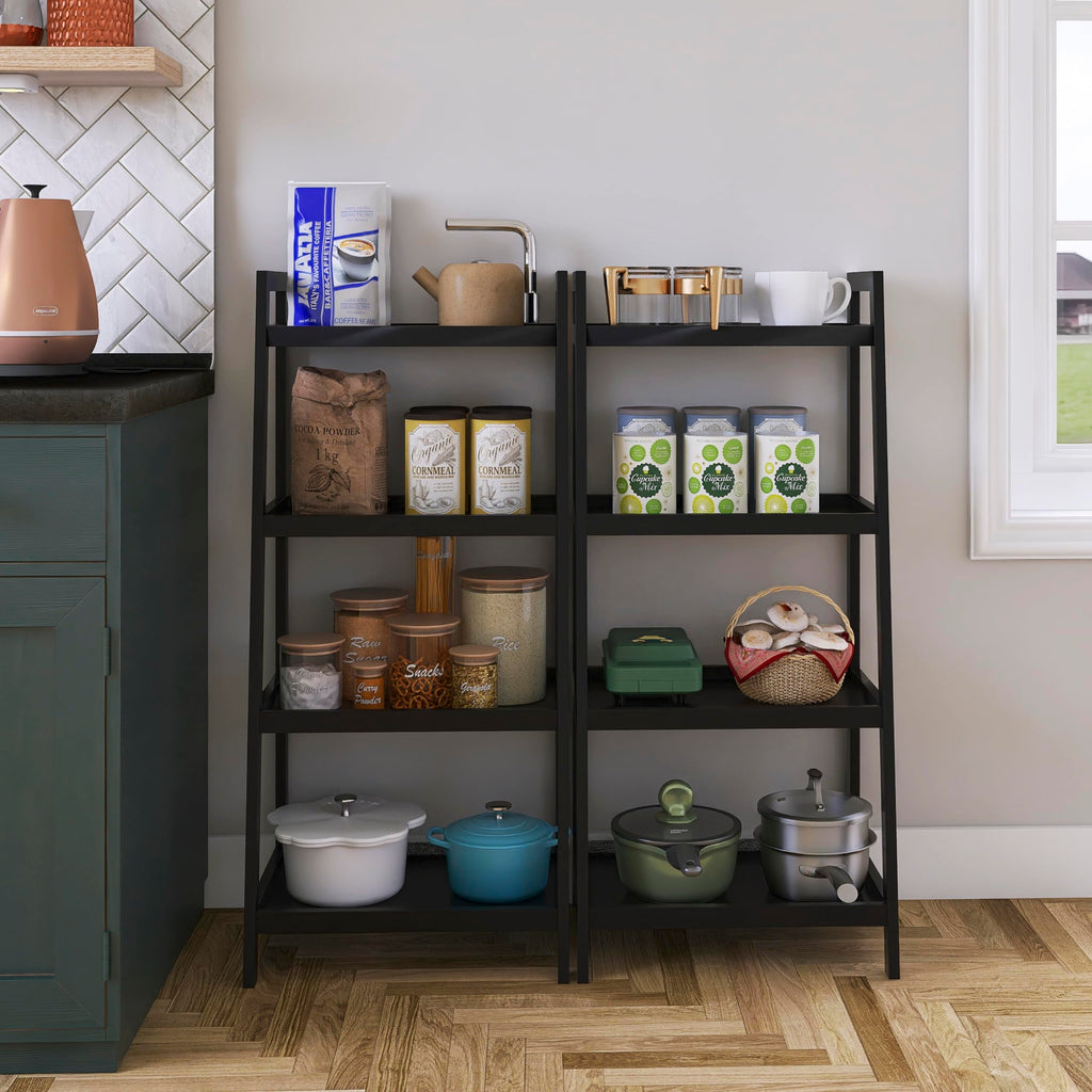 SMIBUY 4-Tier Bamboo Bookshelf | Space-Saving Storage Rack - Black