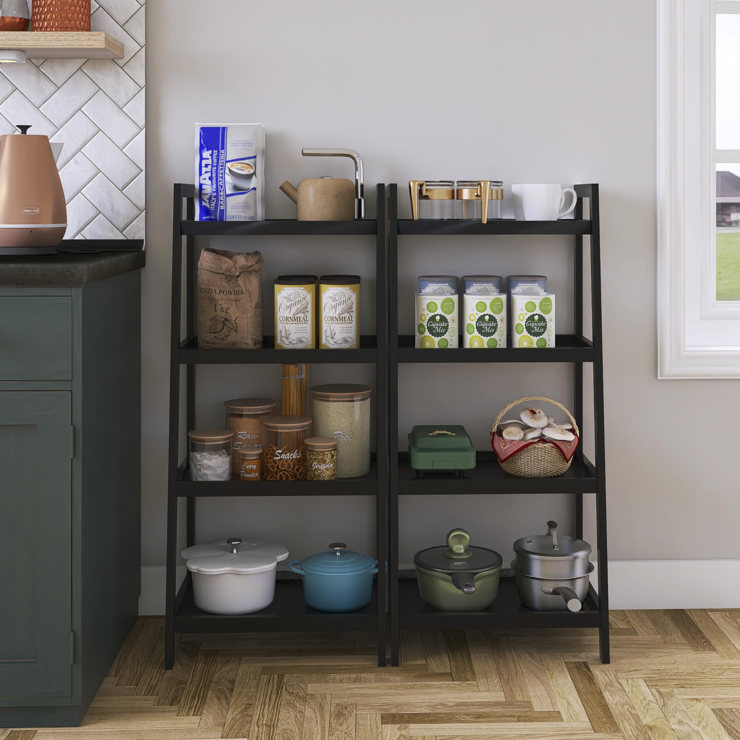SMIBUY 4-Tier Bamboo Bookshelf | Space-Saving Storage Rack - Black