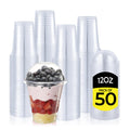Zuvo 12oz Plastic Smoothie Cups with Dome Lids – Clear Pack of 50
