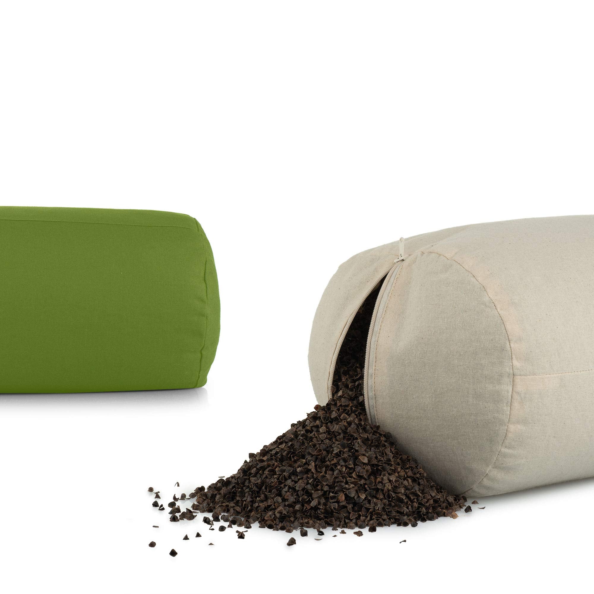 Basaho Yoga Bolster - Organic Cotton & Buckwheat Hulls - Stone, 68cm
