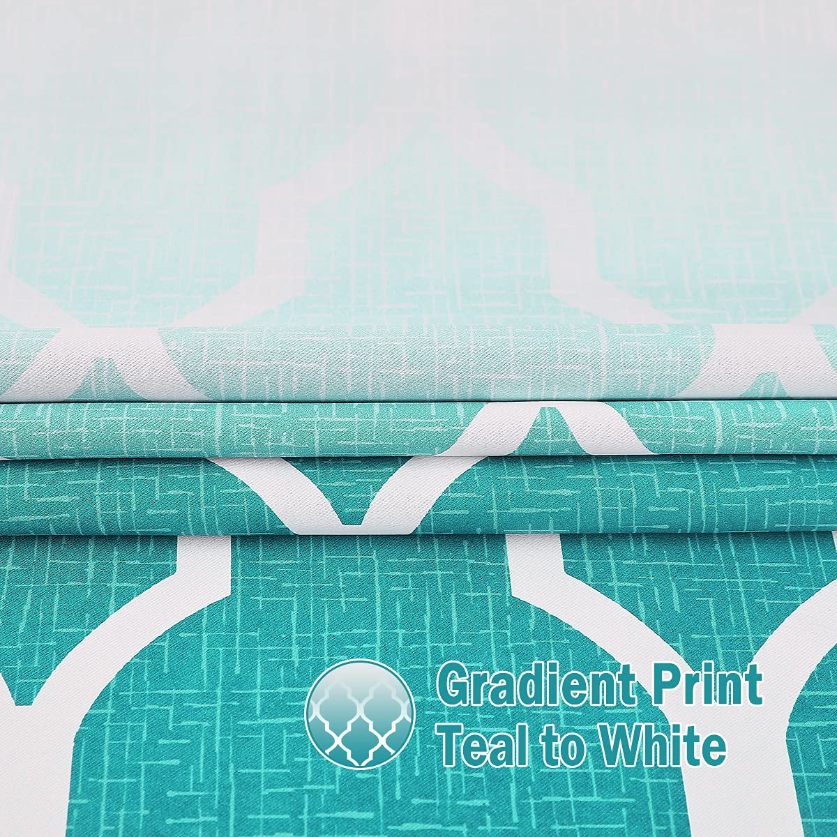 Beauoop Teal Ombre Blackout Curtains – Geometric Thermal Eyelet Drapes