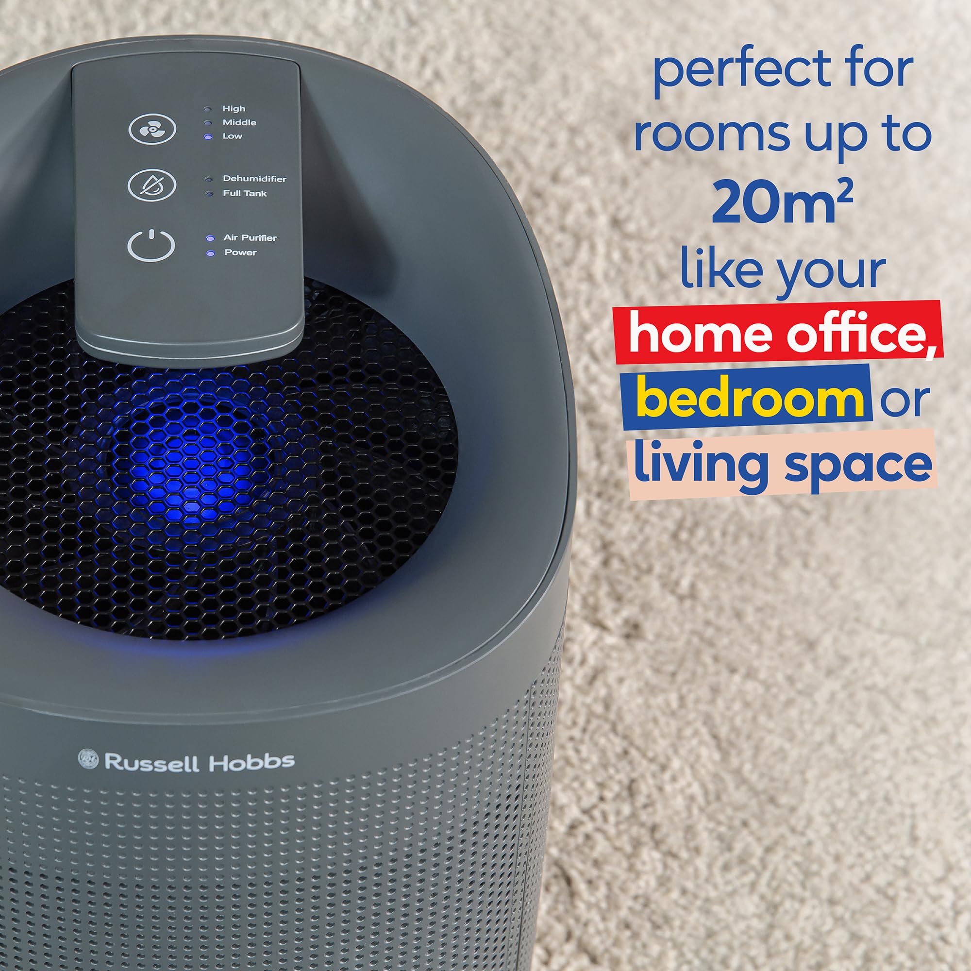 Russell Hobbs RHDH1101G 2-in-1 Dehumidifier & Air Purifier - Grey