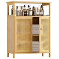 HITNET Rattan Bathroom Storage Cabinet | Bamboo Freestanding Floor Cupboard