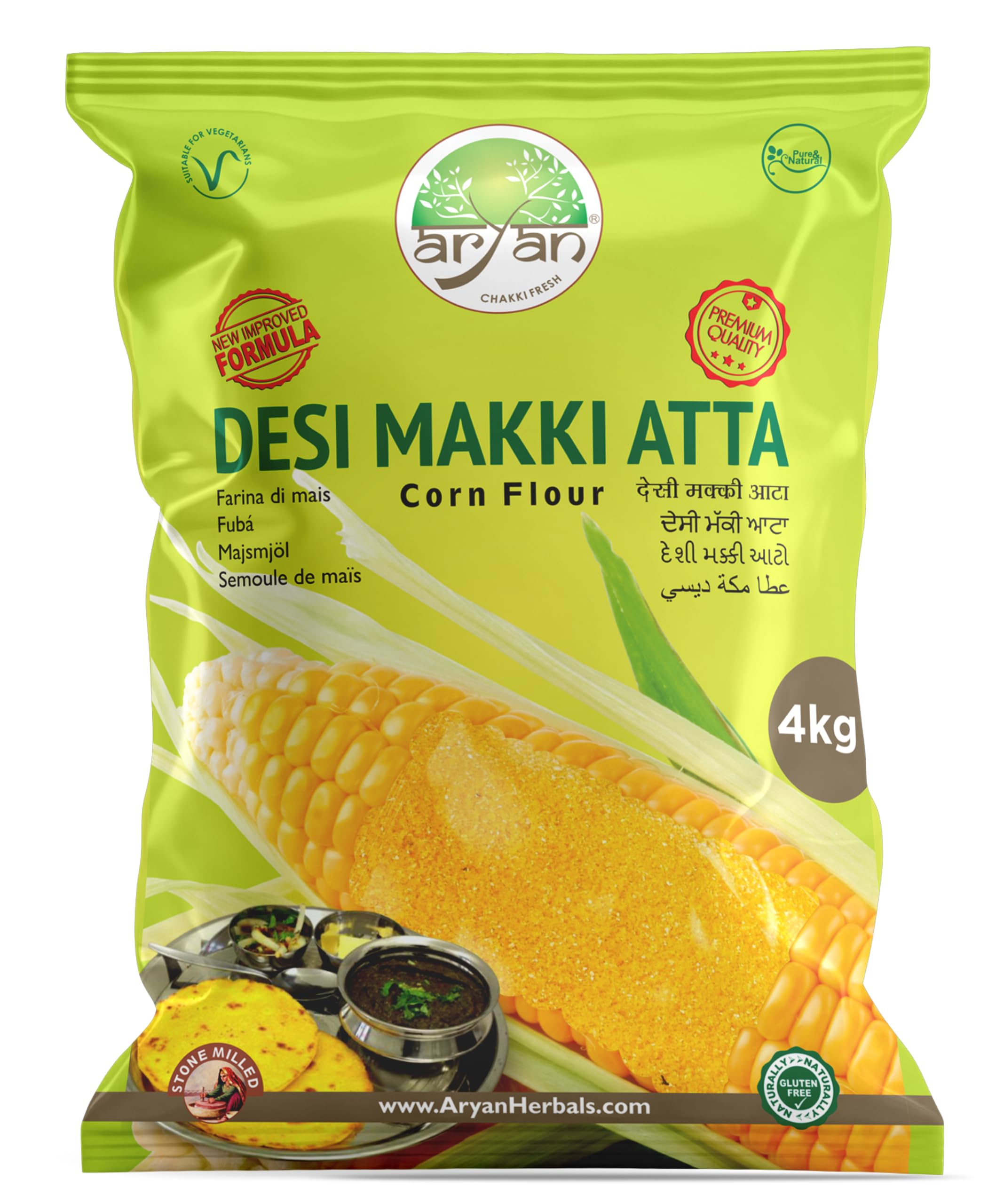 Aryan Makki Atta 4kg | Stone-Milled Cornmeal | Traditional Indian Flour