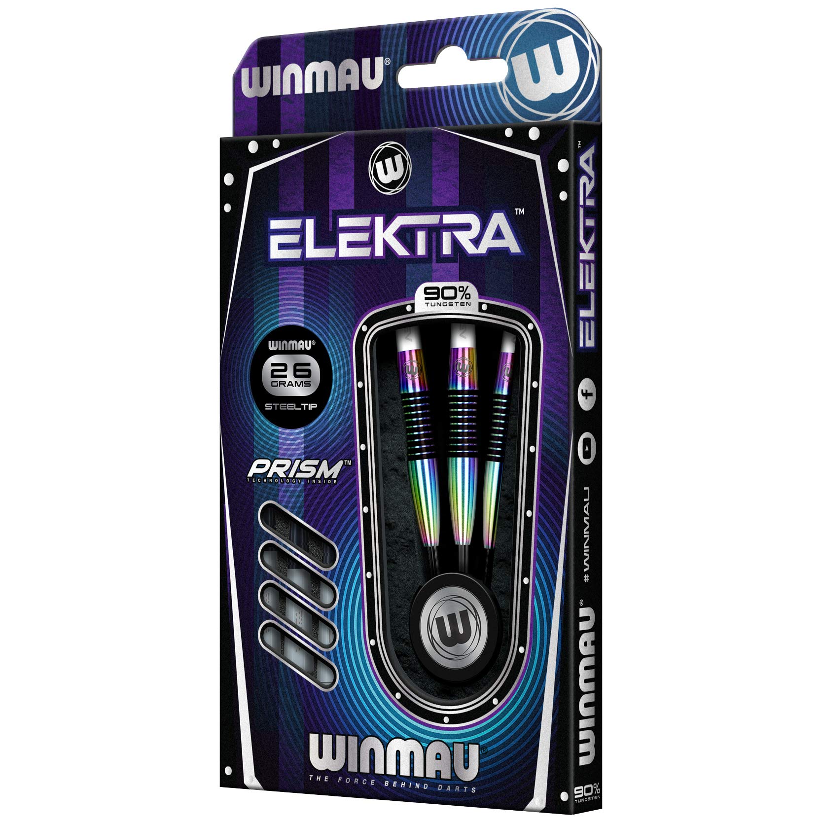 Winmau Elektra 90% Tungsten Steel Tip Darts – 26g Urban Grip Set