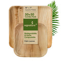 Jolof Store Palm Leaf Plates – 100 Pack Square Compostable Dinnerware Combo