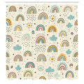 Abakuhaus Rainbow Shower Curtain | Pastel Scandinavian Waterproof Fabric
