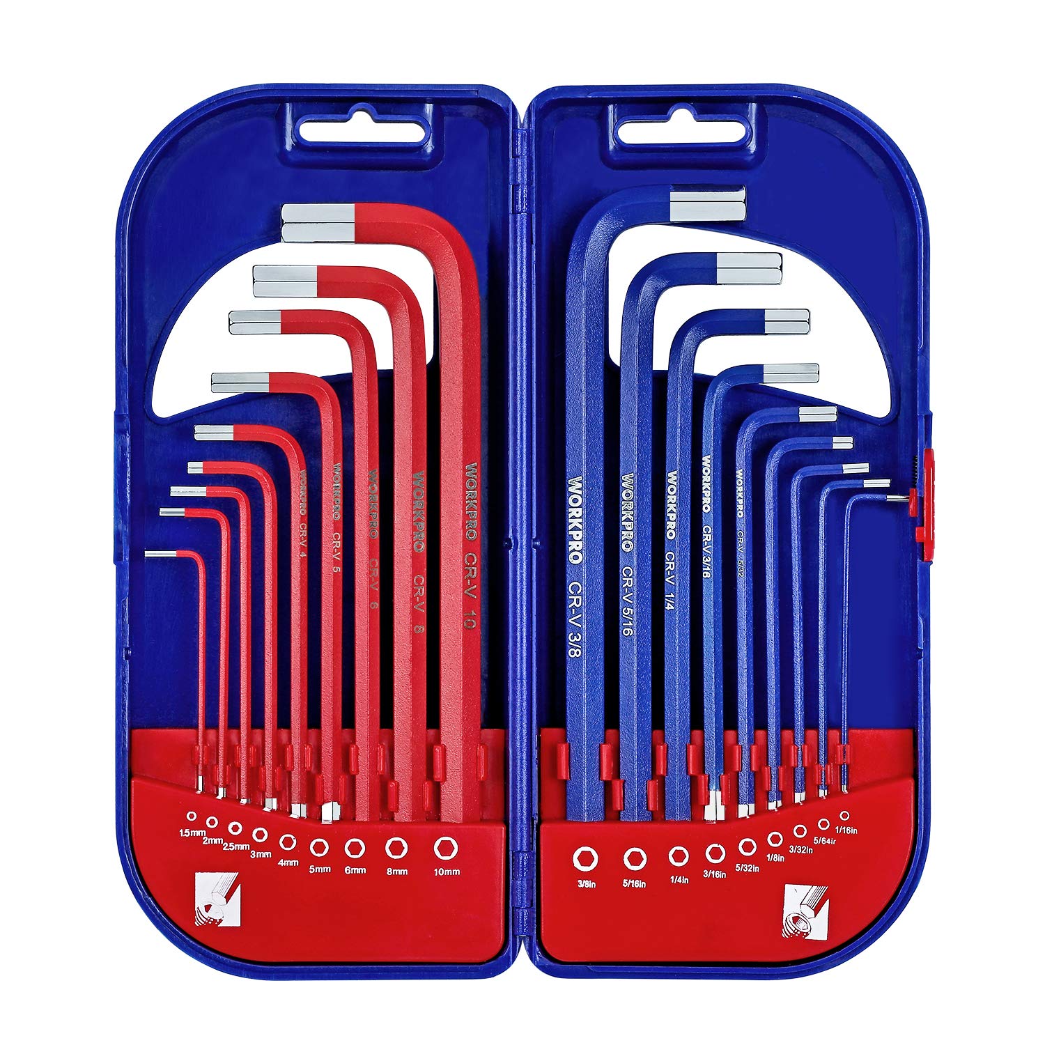 WORKPRO 18-Piece Hex Key Set | Metric & Imperial Long Arm Allen Wrenches
