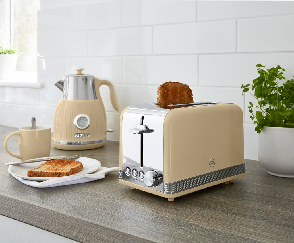 Swan Retro 2-Slice Toaster – 815W with 6 Browning Levels, Cream