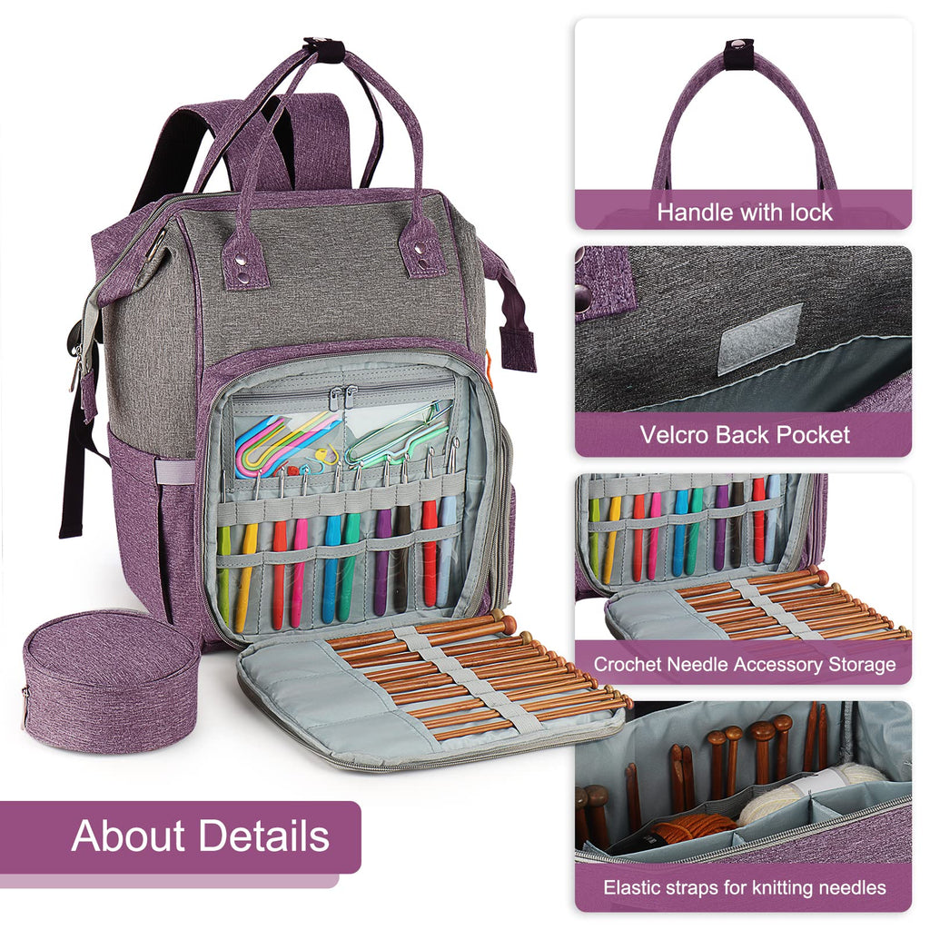 Aeelike Extra Large Knitting Bag Backpack | Yarn Storage & Crochet Organizer