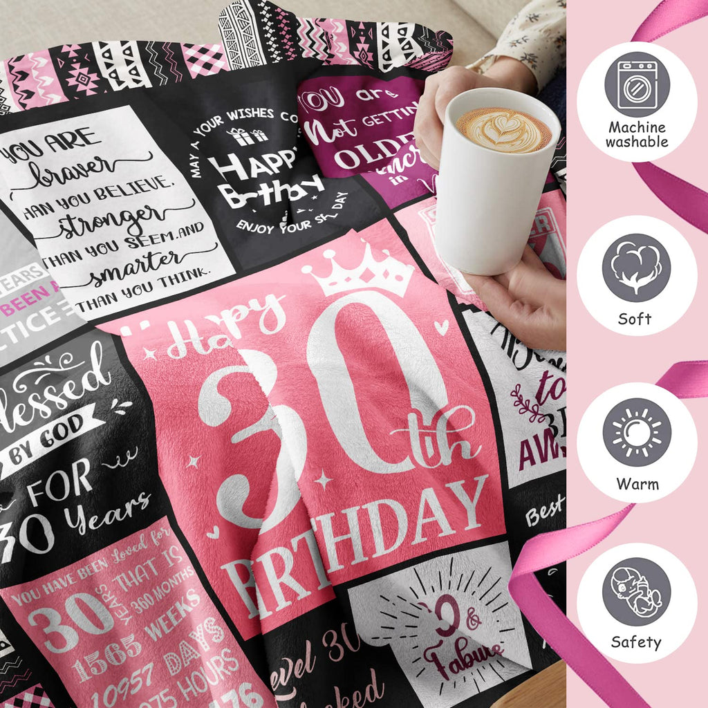 Jolof Store 30th Birthday Blanket for Women – 60x80 Plush Flannel Throw