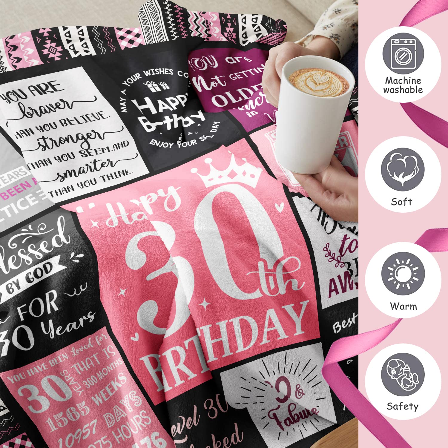 Jolof Store 30th Birthday Blanket for Women – 60x80 Plush Flannel Throw