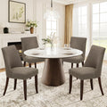 COLAMY Upholstered Dining Chairs Set of 4, Linen Fabric Parsons Dining Room Chairs with Curved Backrest, Solid Rubber Wood Legs - image 1