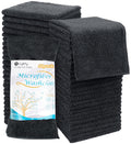 Orighty Microfibre Washcloths | 50 Pack Absorbent 12x12 Towels - Black