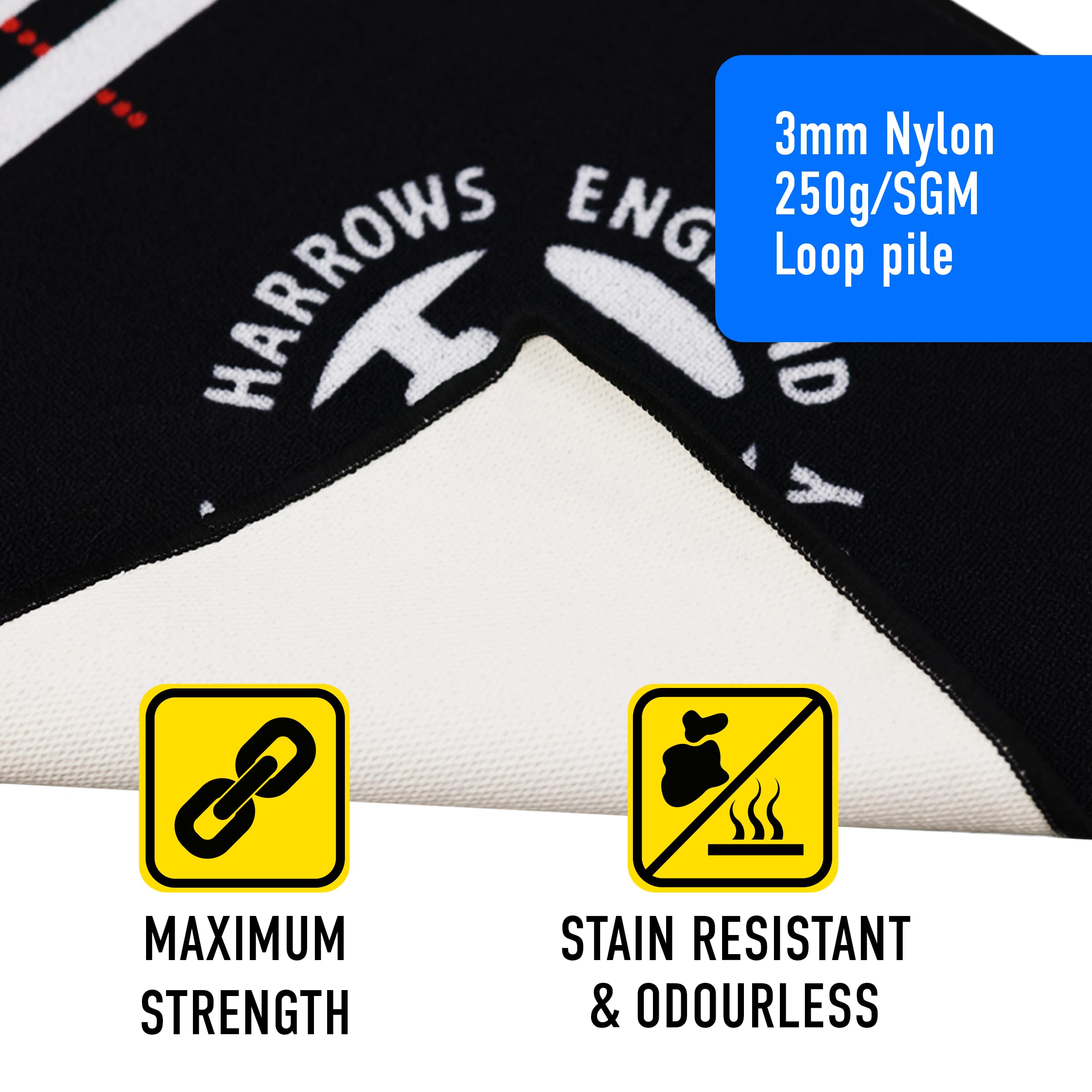 Harrows Professional Darts Mat – Non-Slip Rubber Backing with Oche