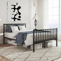 XINBEDEU 4ft6 Double Metal Bed Frame with Headboard | Black Storage Bed