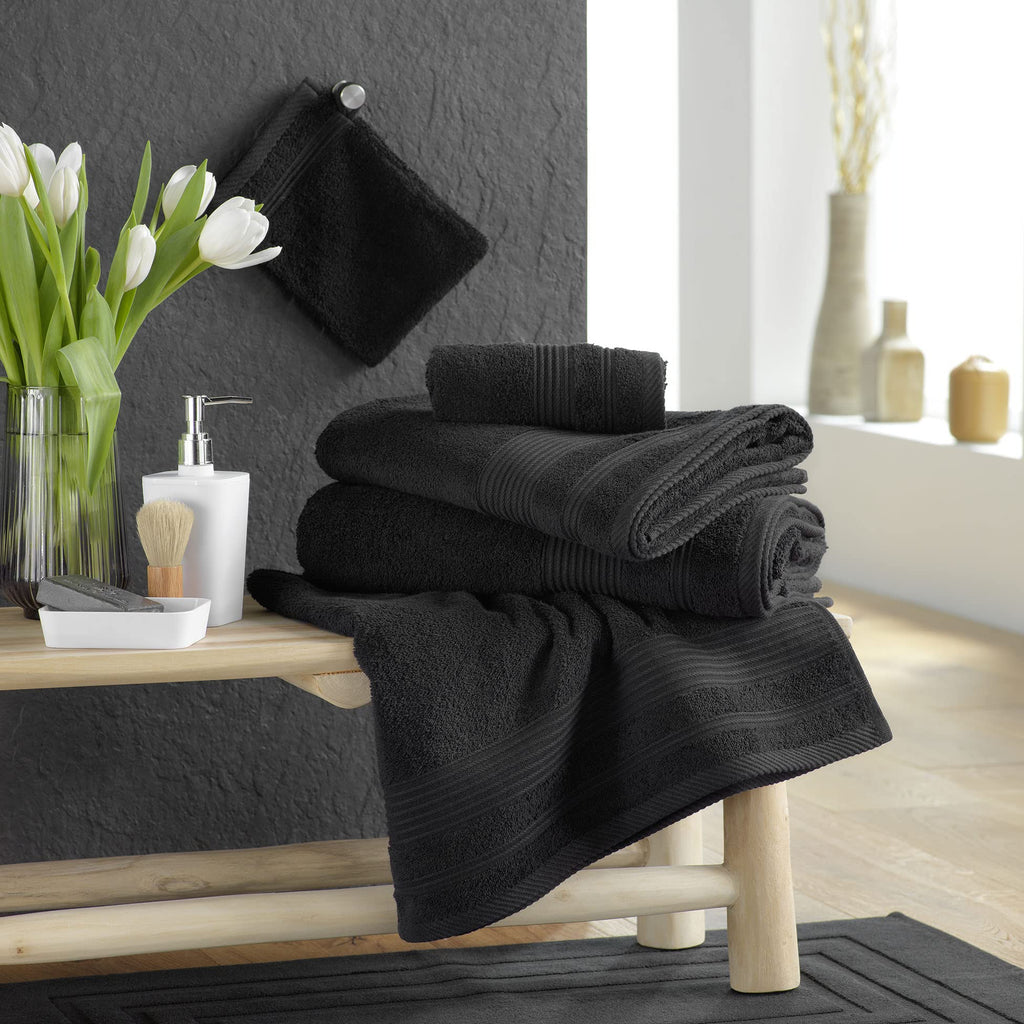 Douceur d'Intérieur, Tendresse Guest Towel 30 x 50 cm Black Sponge Plain