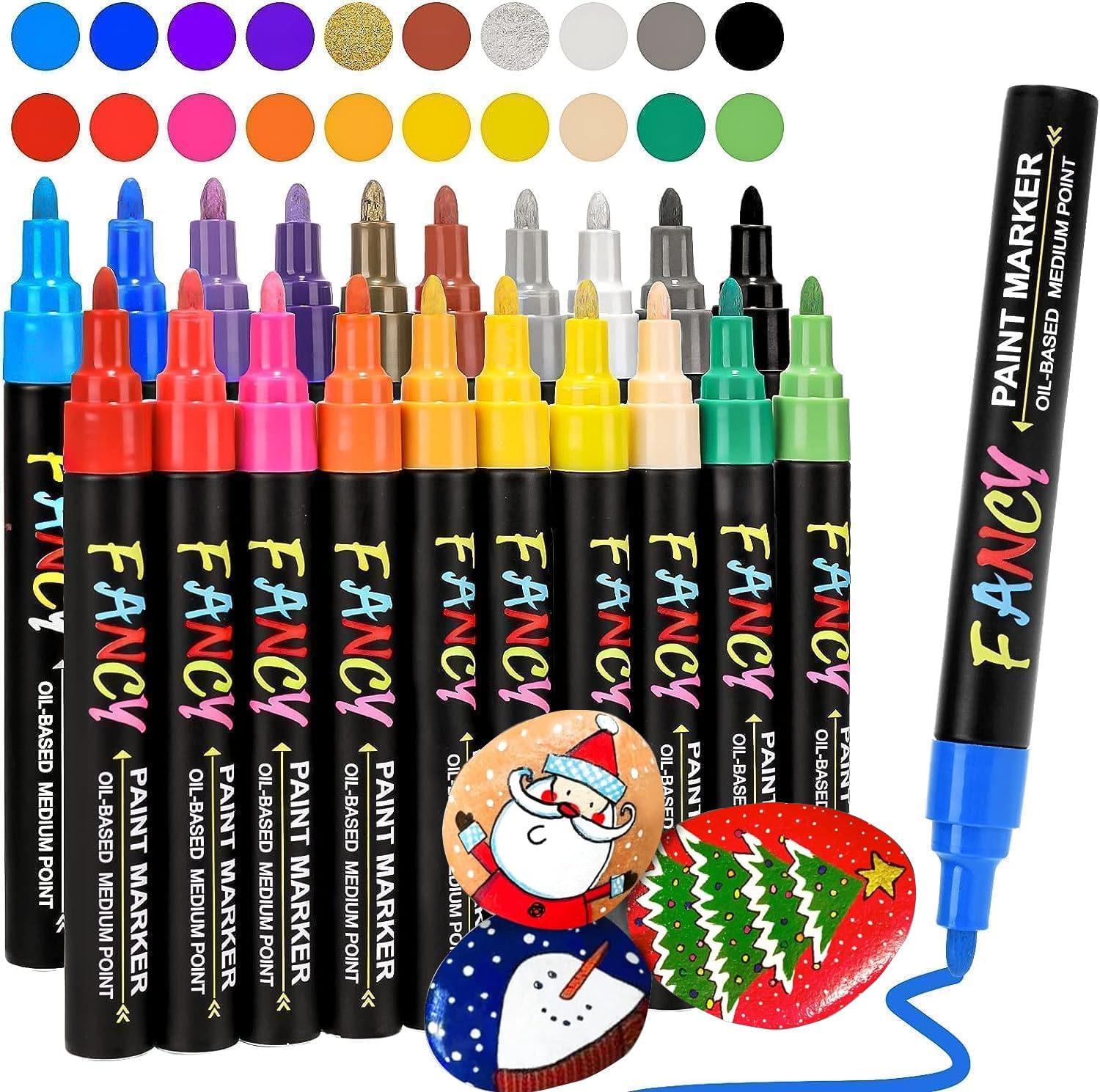 RATEL Oil-Based Paint Markers - 20 Colors Permanent Pens for Rock Painting