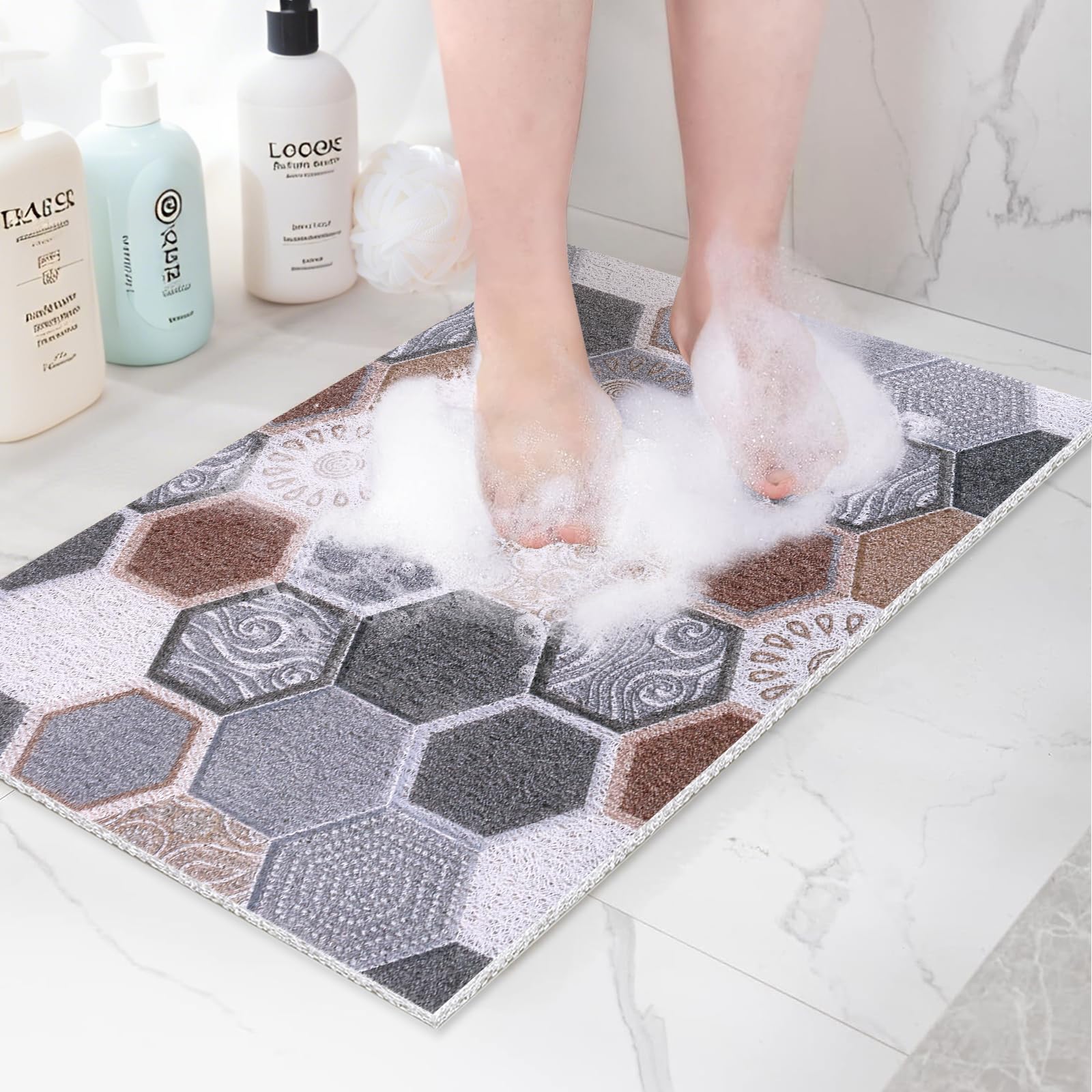 Jolof Store Loofah Shower Mat – Non-Slip Anti-Mould Bath Mat, 40x60cm
