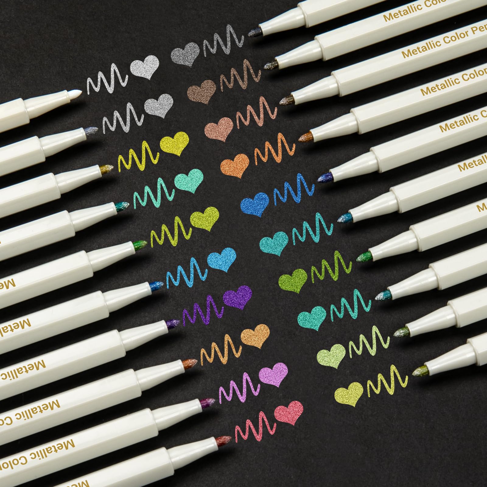 APOGO Metallic Marker Pens - 20 Colors for Black Paper & Scrapbooking