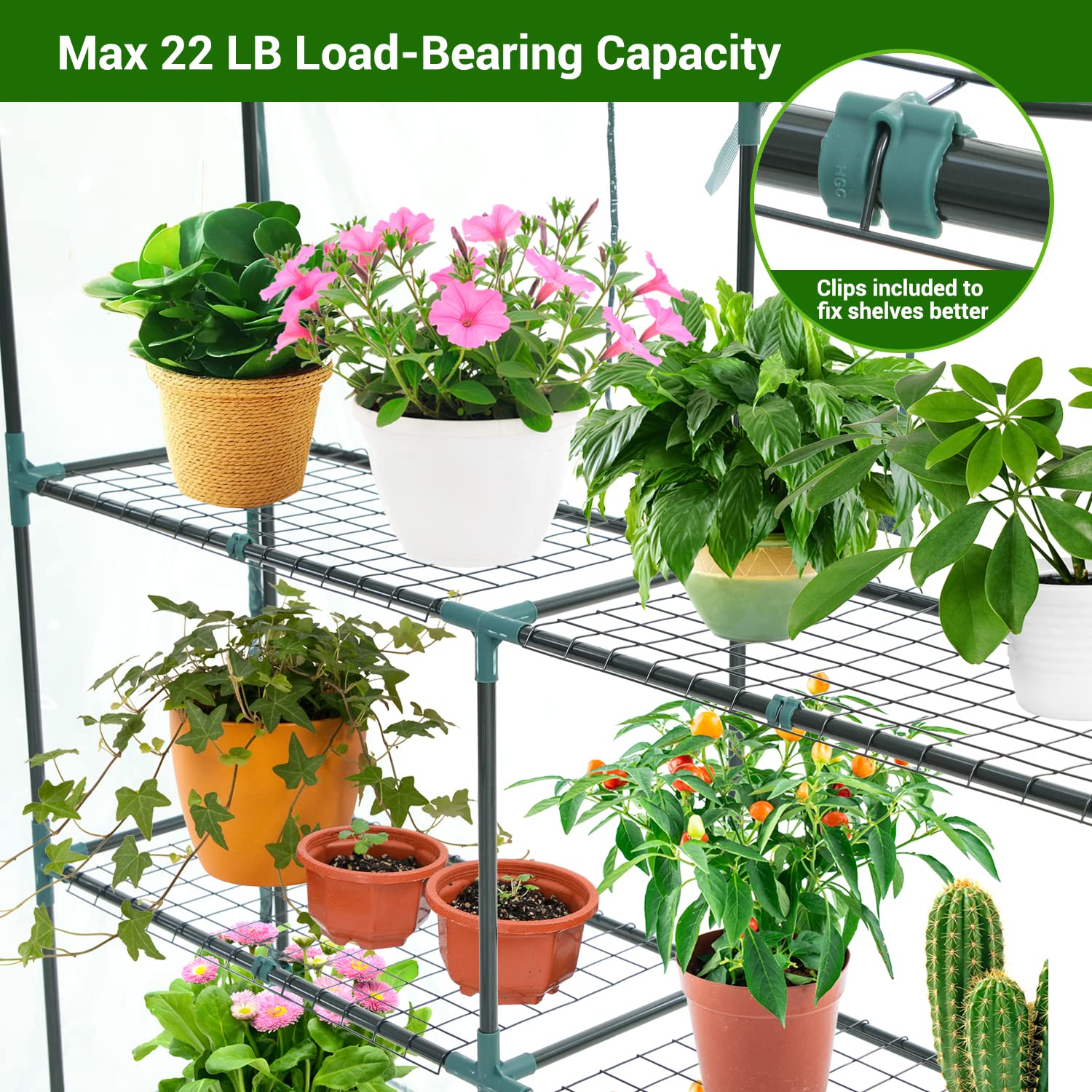 Ohuhu Walk-in Greenhouse – 3 Tiers 12 Shelves Portable PVC Plant House