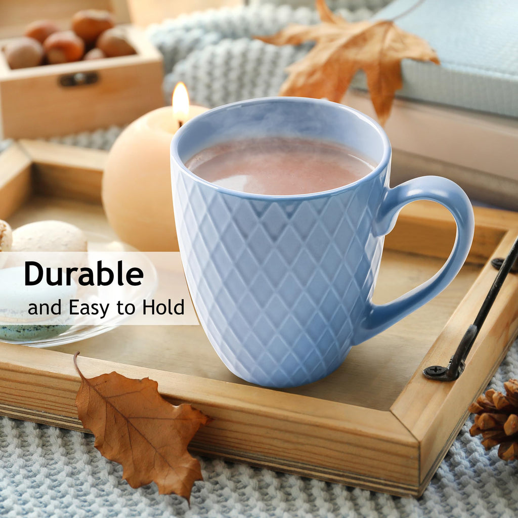 MIAMIO 6-Piece Coffee Mug Set – 400ml Matte Ceramic Stoneware, Blue