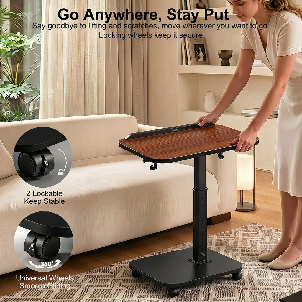 C Shaped Side Table, Sofa TV Tray Tables Adjustable Height & 180° Flip-Over Panel Design - image 3