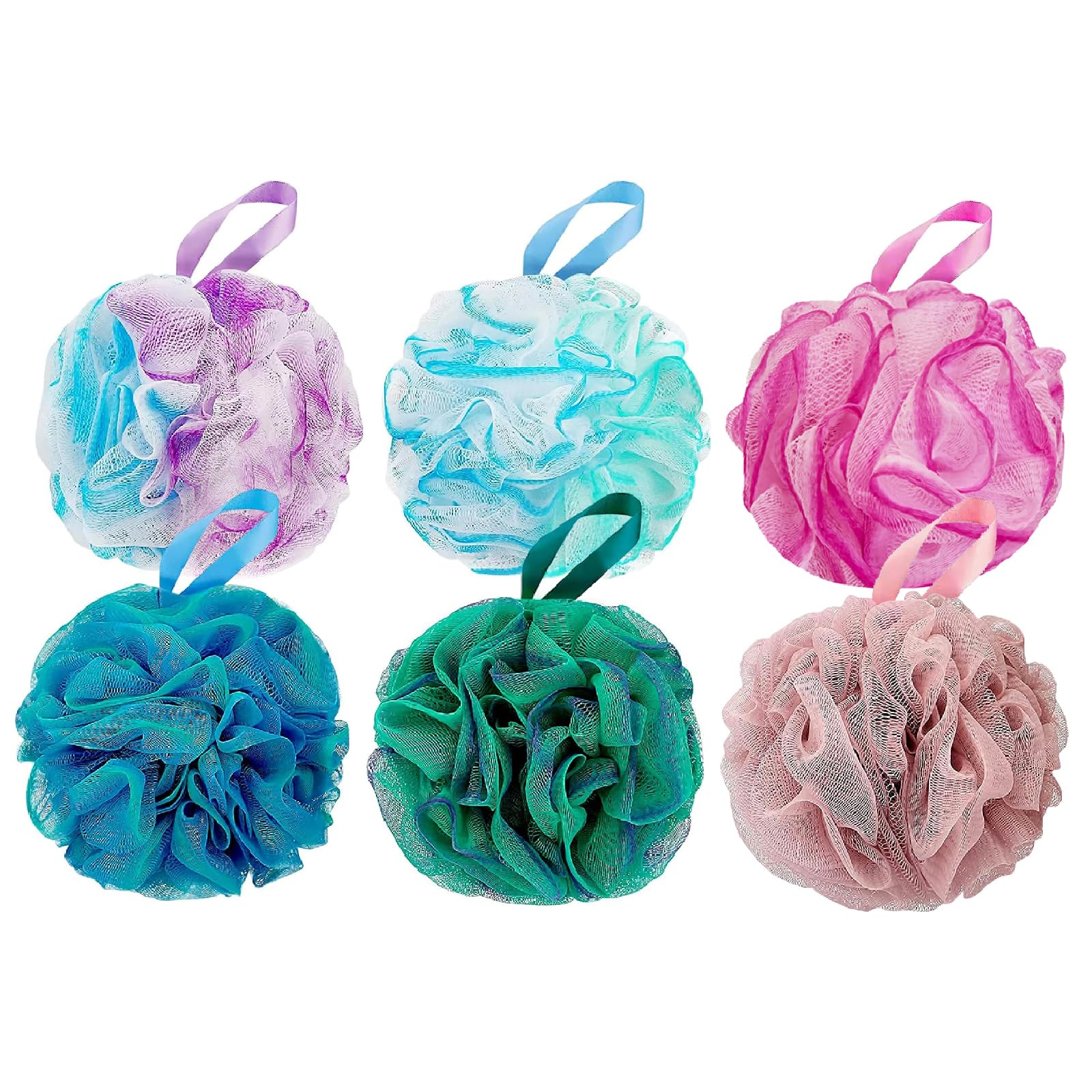 Jolof Store 6-Pack Loofah Bath Sponge – 75g Large Mesh Shower Puff