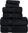 6-Piece Zero Twist 100% Cotton Bath Towel Set - Black