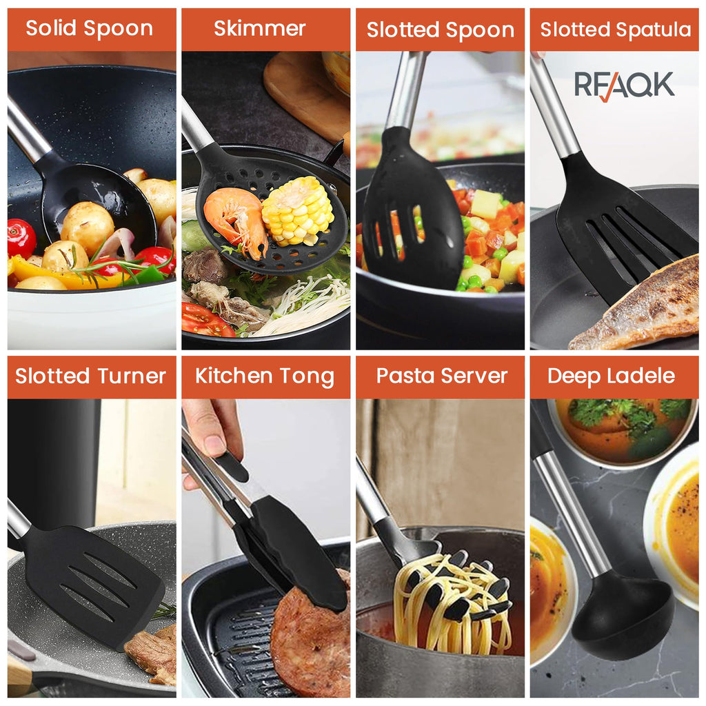RFAQK 40-Piece Silicone Kitchen Utensils Set | Heat Resistant Cooking Tools