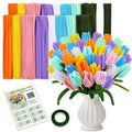550 Pcs Chenille Pipe Cleaners Flower Craft Kit – 8 Colors