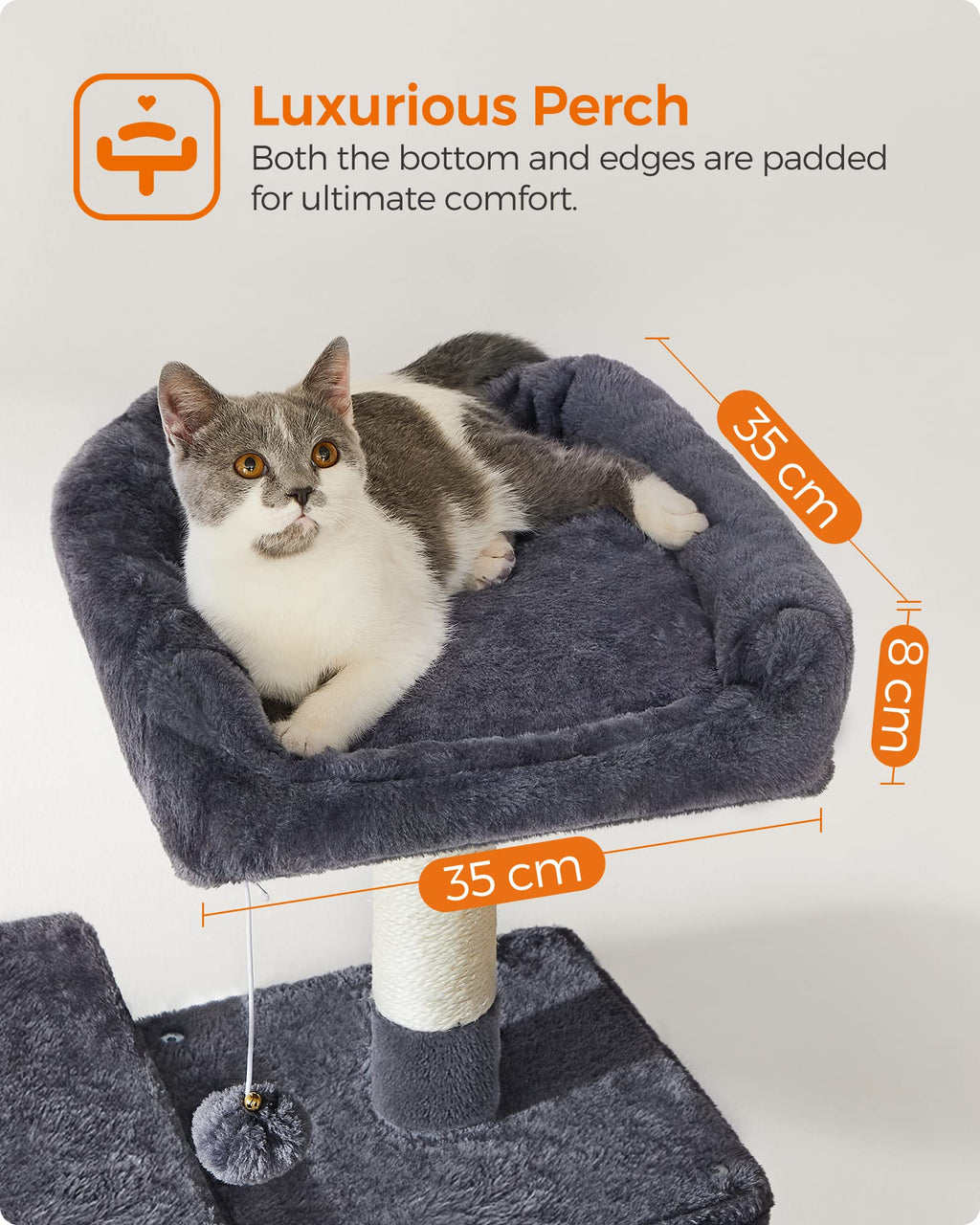 Feandrea 143cm Cat Tree | Multi-Level Plush Cat Tower with Condo & Hammock