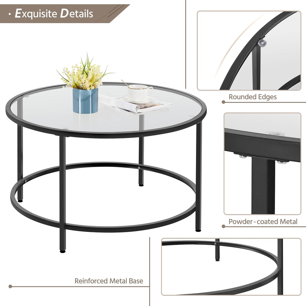 Yaheetech Round Coffee Table Black - image 4