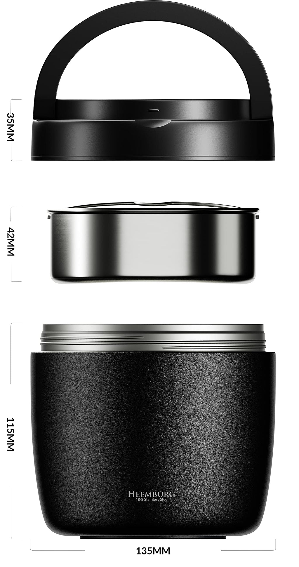 Heemburg Thermal Food Flask – Insulated Stainless Steel Lunch Box