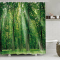 Green Forest Shower Curtain – 3D Nature Landscape Waterproof