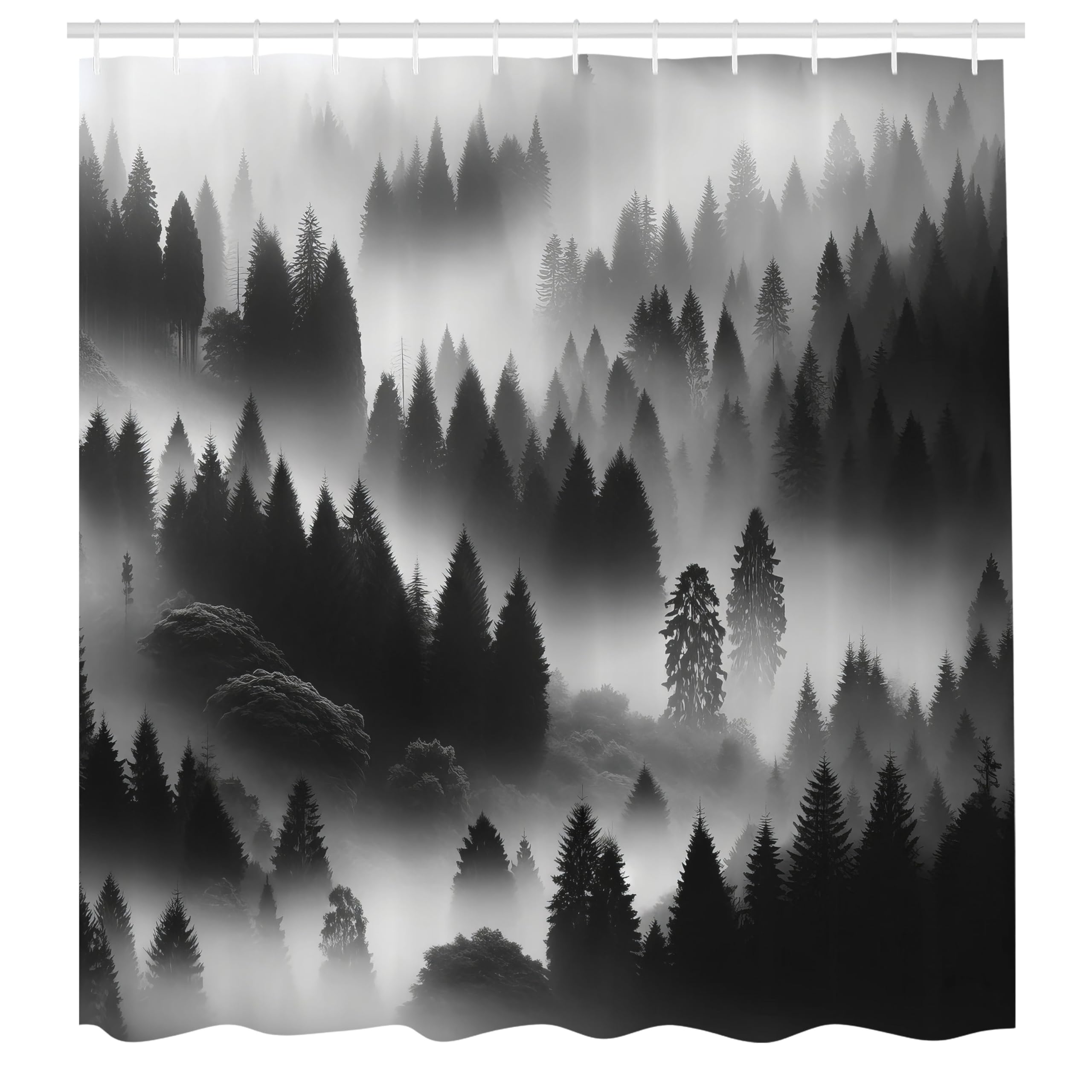 Abakuhaus Foggy Forest Shower Curtain | Waterproof Fabric Decor, 175x200cm
