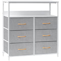 LYNCOHOME 6 Drawer Chest of Drawers | Fabric Storage Dresser with Wood Top