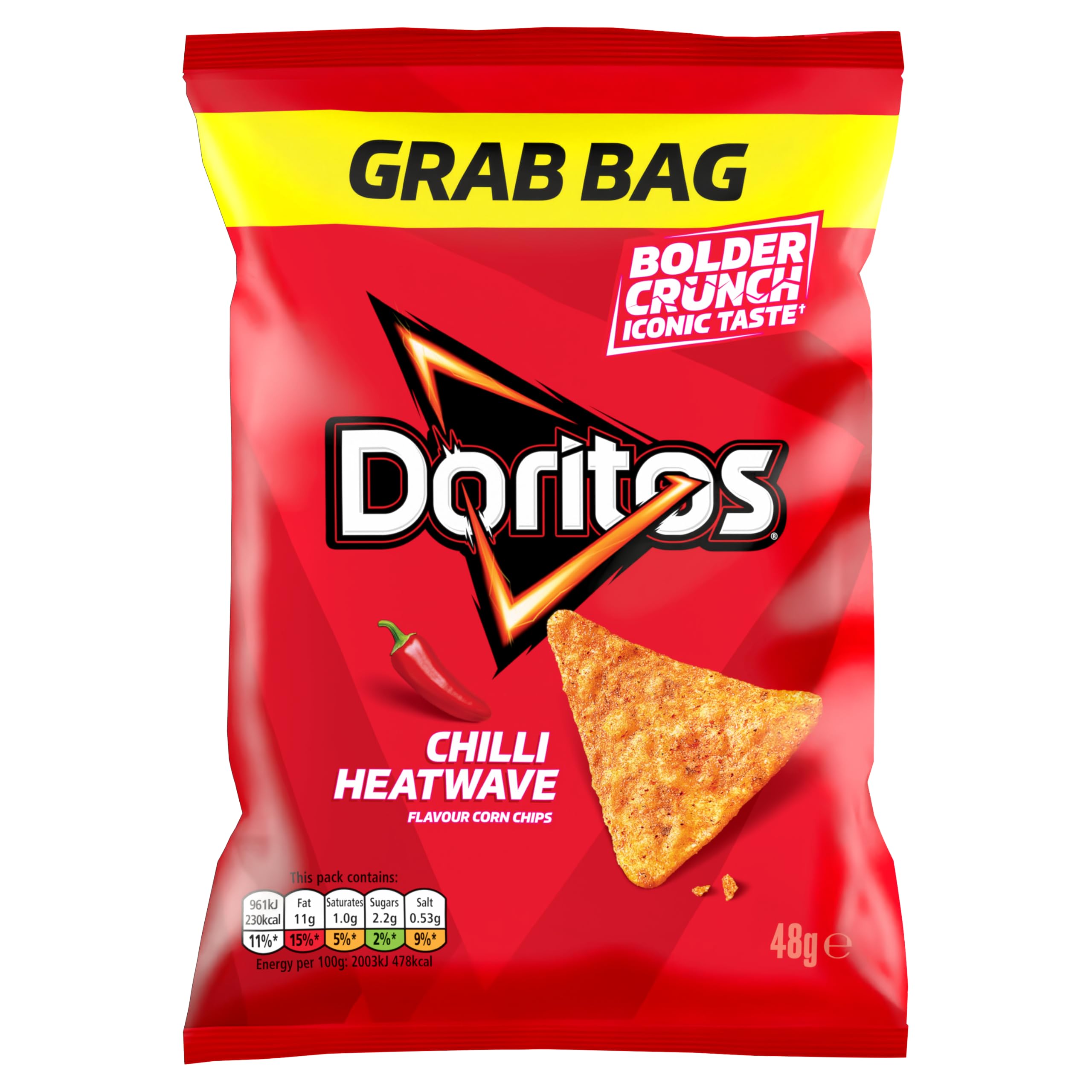 Doritos Chilli Heatwave Tortilla Chips – 48g Grab Bag (Case of 24)