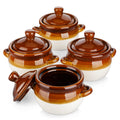 LOVECASA 22 Oz Ceramic French Onion Soup Bowls with Handles and Lids