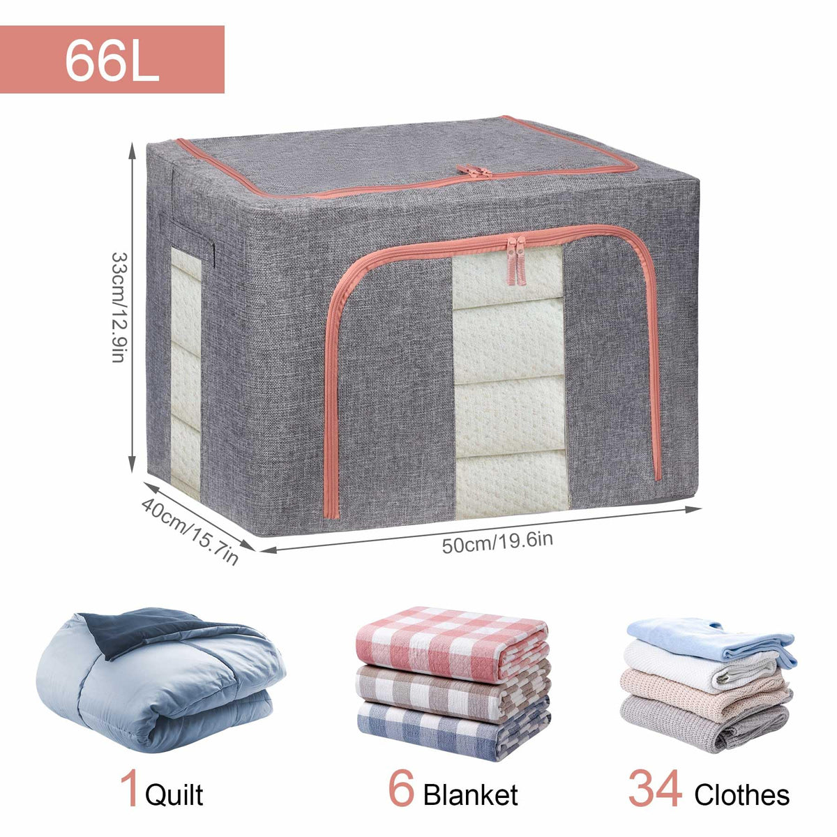 DAWNTREES Collapsible Storage Boxes, Storage Boxes for Clothes,Grey - image 2