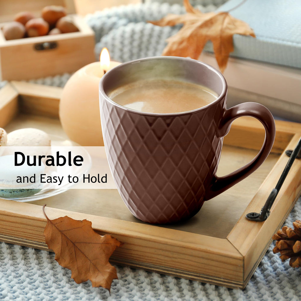 MIAMIO 6-Piece Coffee Mug Set – 400ml Matte Ceramic Stoneware – Beige
