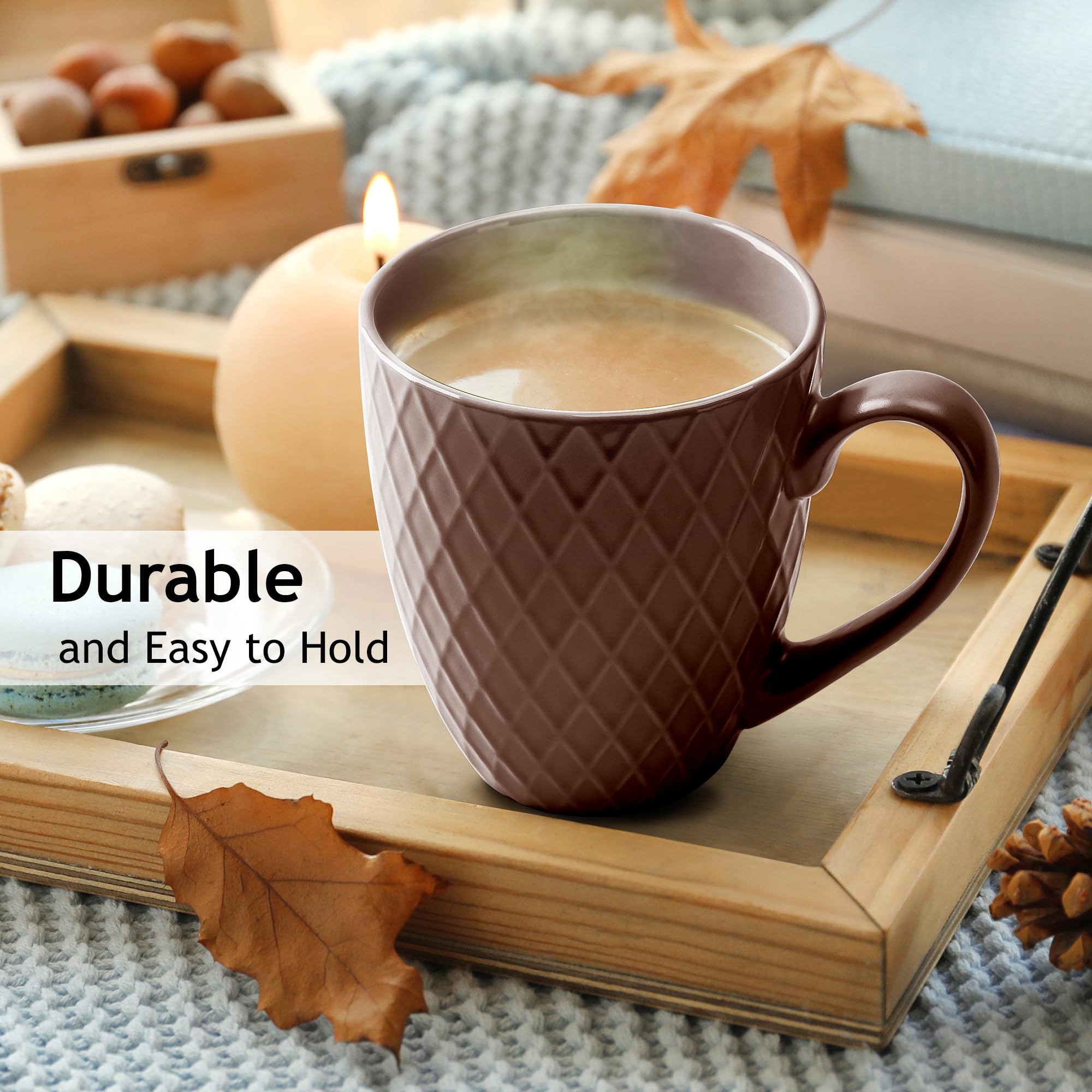 MIAMIO 6-Piece Coffee Mug Set – 400ml Matte Ceramic Stoneware – Beige